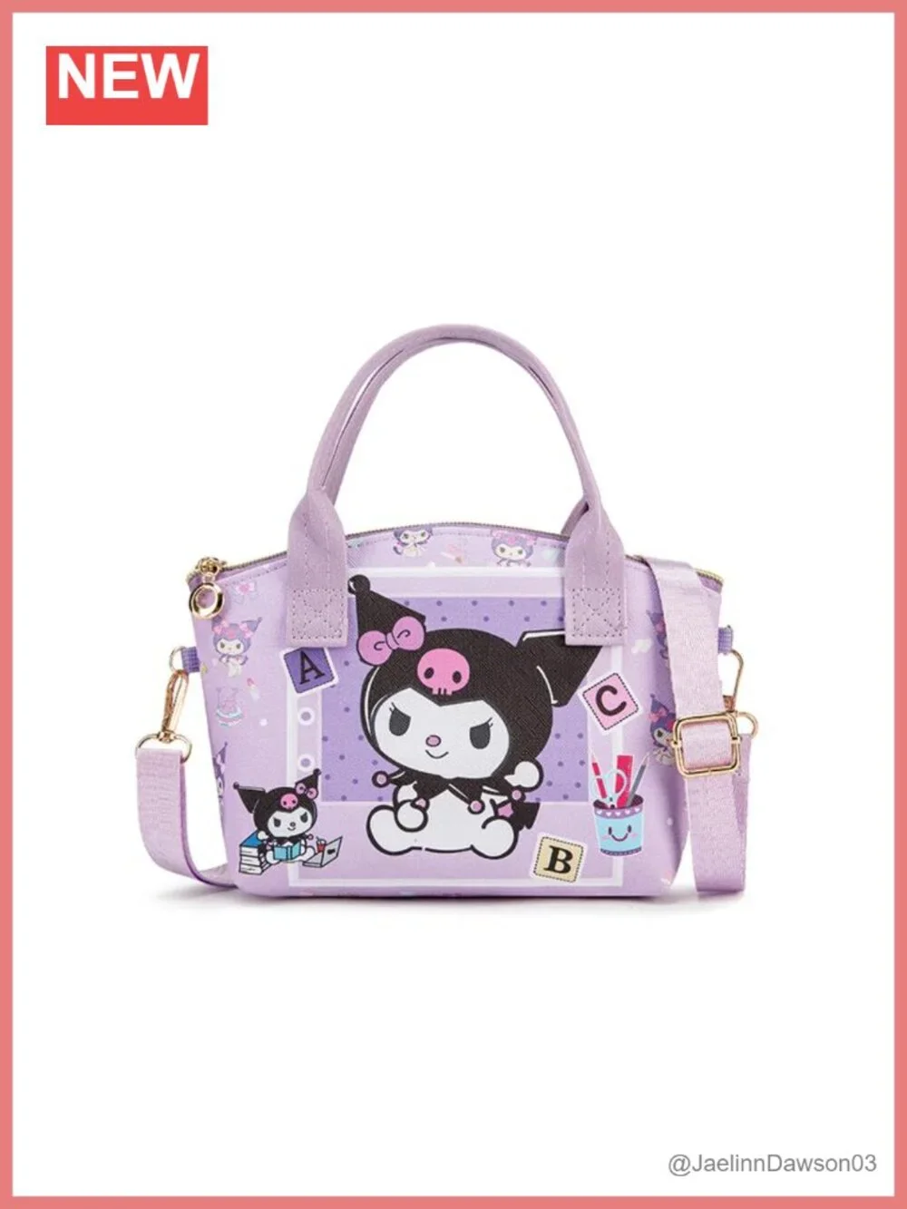 Cartoon Crossbody Tote Bag PU Leather Satchel with Top Handle and Adjustable